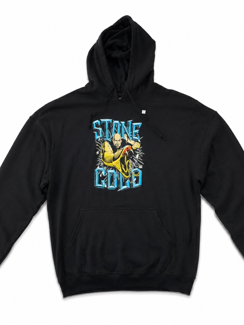WWE Black Crewneck Hoodie with Blue & Yellow Stone Cold Graphic